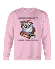 Coffee Owls And Books Crewneck Sweatshirt thumbnail