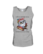 Coffee Owls And Books Unisex Tank thumbnail