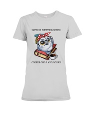 Coffee Owls And Books Premium Fit Ladies Tee thumbnail