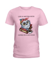 Coffee Owls And Books Ladies T-Shirt thumbnail