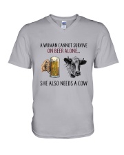 She Also Neef A Cow V-Neck T-Shirt thumbnail