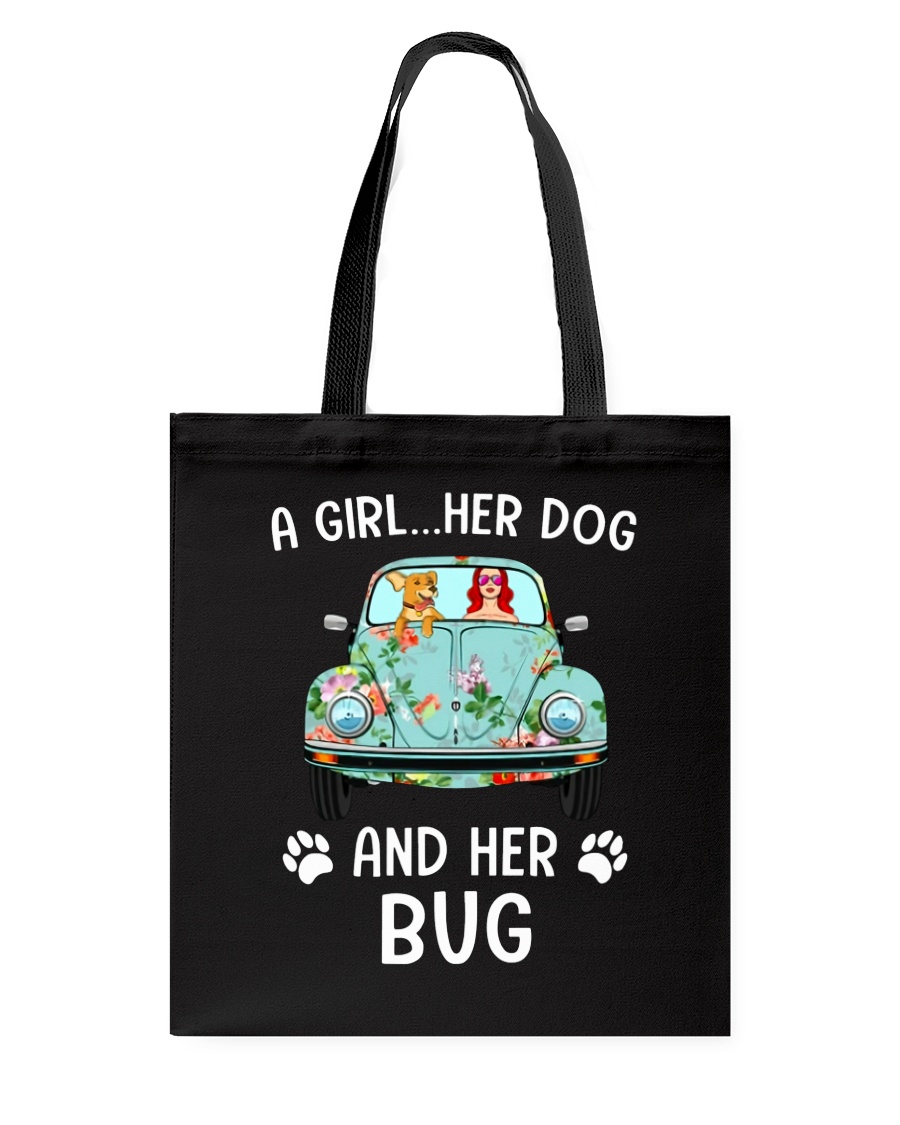A Girl And Her Dog And Her Bug Tote Bag