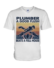 Plumber A Good Flush V-Neck T-Shirt thumbnail