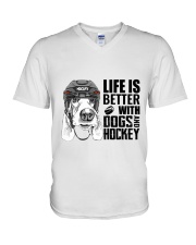 Dogs And Hockey V-Neck T-Shirt thumbnail