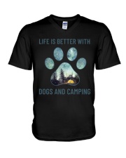 Dogs And Camping V-Neck T-Shirt thumbnail