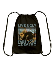 Live Ugly Fake Your Death Drawstring Bag thumbnail