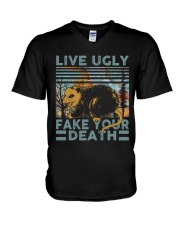 Live Ugly Fake Your Death V-Neck T-Shirt thumbnail