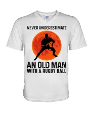 An Old Man With A Rugby Ball V-Neck T-Shirt thumbnail