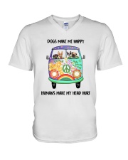 Dogs Make Me Happy V-Neck T-Shirt thumbnail