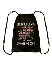 Dragons And Books Drawstring Bag thumbnail