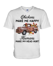 Chickens Make Me Happy V-Neck T-Shirt thumbnail