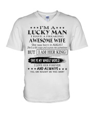 Gifts for Husband- Lucky man- August V-Neck T-Shirt thumbnail