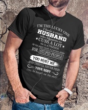 I have a crazy husband - he is a trucker Classic T-Shirt lifestyle-mens-crewneck-front-4