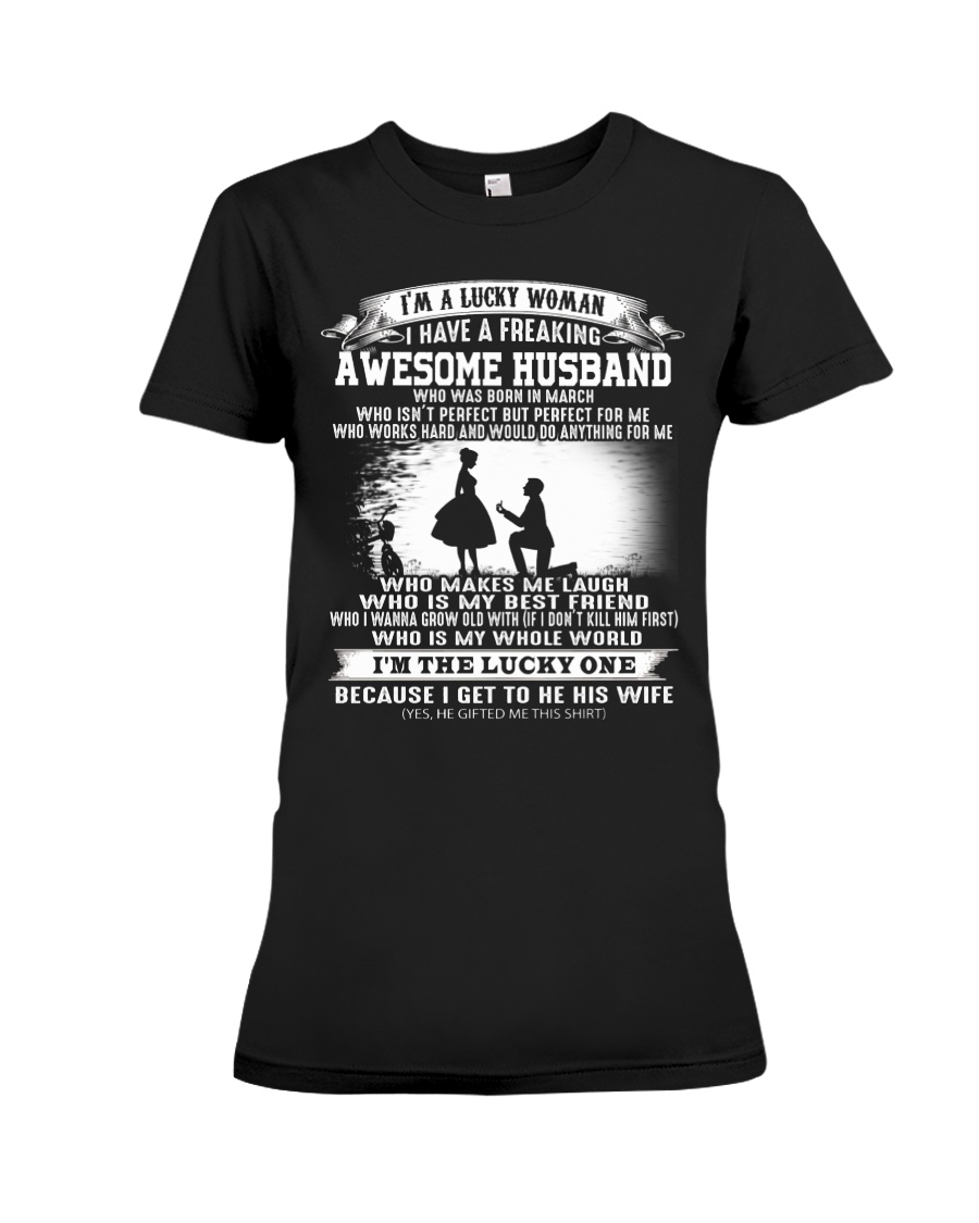 Lucky Woman - T03 Husband Premium Fit Ladies Tee