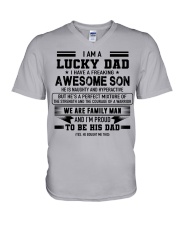 I am Lucky Dad - Awesome Son - Ruby V-Neck T-Shirt thumbnail