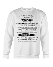 I LOVE MY TATTOOED HUSBAND - I AM HIS WORLD Crewneck Sweatshirt thumbnail