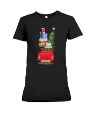 Flamingo Team Drive Xmas Car Premium Fit Ladies Tee tile