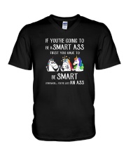 Unicorn be smart V-Neck T-Shirt thumbnail