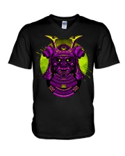 Samurai Mask Purple V-Neck T-Shirt tile