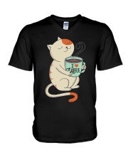 Cat Coffee V-Neck T-Shirt tile