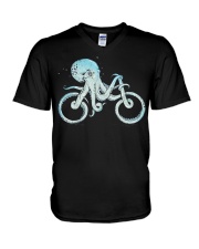 Blue Octopus Bicycle V-Neck T-Shirt tile