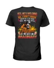 When he'll be home yes we are still married Ladies T-Shirt back