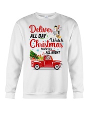 Deliver postal all day watch christmas movies Crewneck Sweatshirt tile