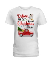 Deliver postal all day watch christmas movies Ladies T-Shirt tile
