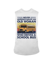 Never underestimate an old woman who drives a scho Sleeveless Tee tile