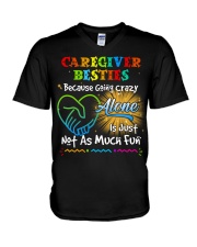 Caregiver besties V-Neck T-Shirt tile