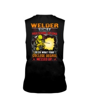 Welder using a high school diploma to fix Sleeveless Tee tile