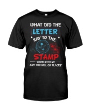 What did the letter say to the stamp Premium Fit Mens Tee tile
