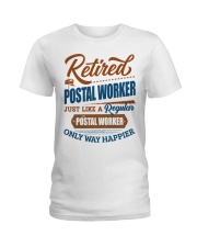 Retired Postal Worker Only Way Happier Ladies T-Shirt tile