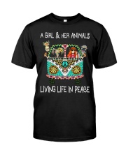 A girl and her animals living life in peace Tshirt Premium Fit Mens Tee tile