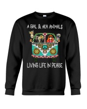 A girl and her animals living life in peace Tshirt Crewneck Sweatshirt tile
