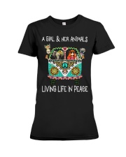 A girl and her animals living life in peace Tshirt Premium Fit Ladies Tee tile