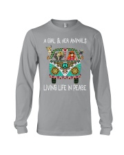 A girl and her animals living life in peace Tshirt Long Sleeve Tee tile