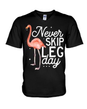 a11799 never skip leg day funny flam V-Neck T-Shirt tile