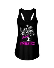 This Girl Runs On Jesus And Gymnastics Ladies Flowy Tank front