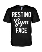 a8449 resting gym face funny gym say V-Neck T-Shirt tile
