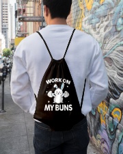 Work on my Buns muscle gym power muscle Drawstring Bag lifestyle-drawstringbag-front-1