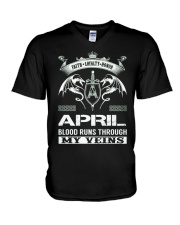 April Blood Runs Through My Veins V-Neck T-Shirt thumbnail
