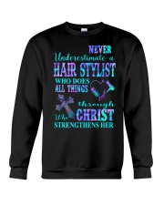 Never Underestimate a Hair Stylist Crewneck Sweatshirt tile