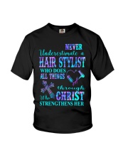 Never Underestimate a Hair Stylist Youth T-Shirt tile