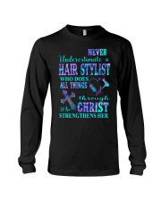 Never Underestimate a Hair Stylist Long Sleeve Tee tile