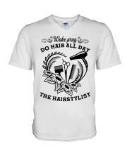Wake pray do hair all day the hairstylist V-Neck T-Shirt tile