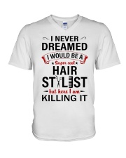 I would be a super cool hairstylist V-Neck T-Shirt tile