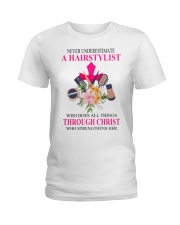 Never underestimate A Hairstylist Ladies T-Shirt tile