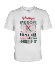 Vintage Hairdresser V-Neck T-Shirt tile