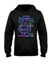 Never Underestimate a Hair Stylist Hooded Sweatshirt tile